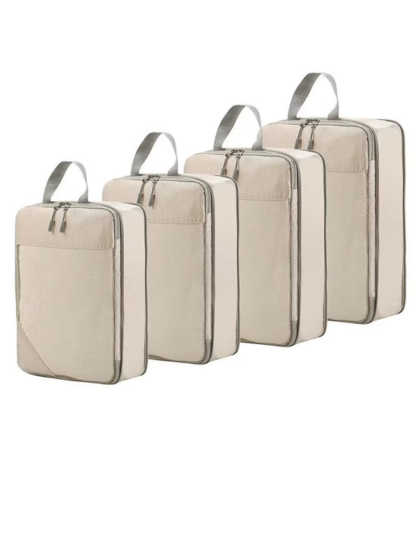 Set van 4 compressie packing cubes in beige