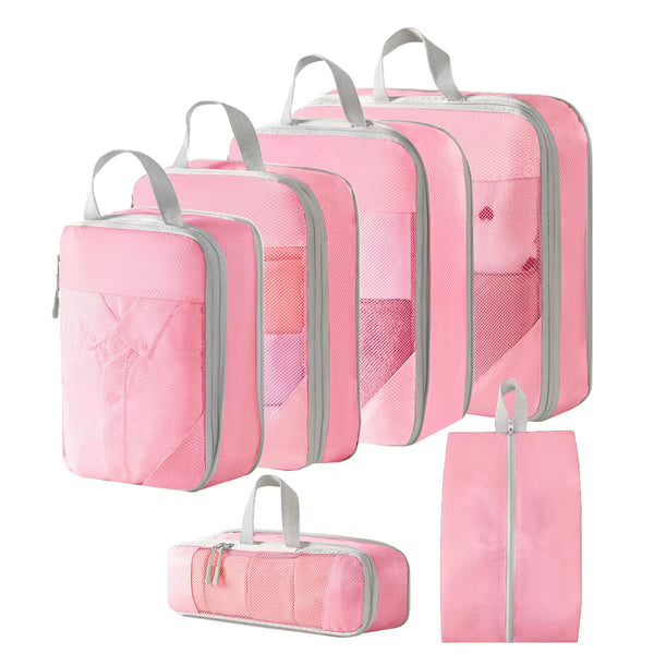 6-delige packing cube set in roze