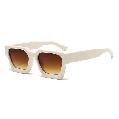 Noor retro vierkante zonnebril, beige met bruin glas