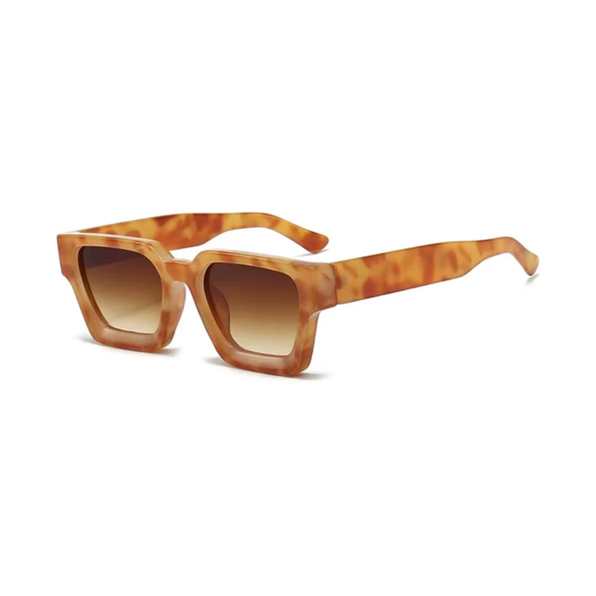 Noor retro vierkante zonnebril, amber met bruin glas